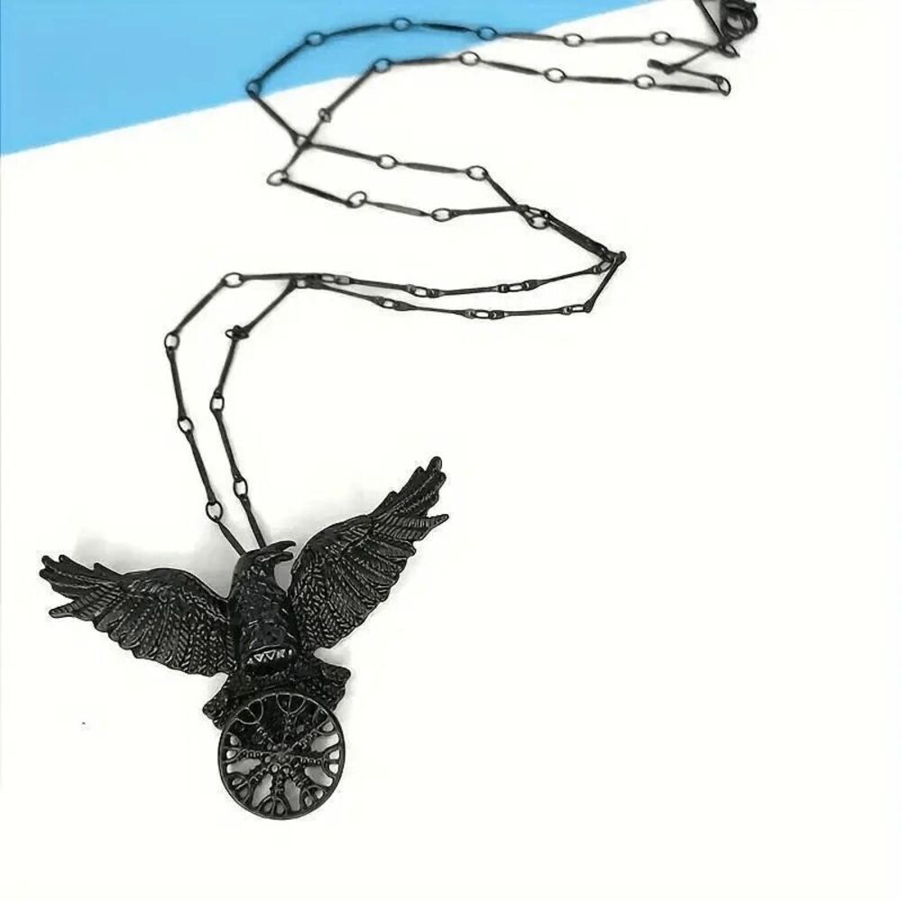 Black Crow Raven Pendant Necklace